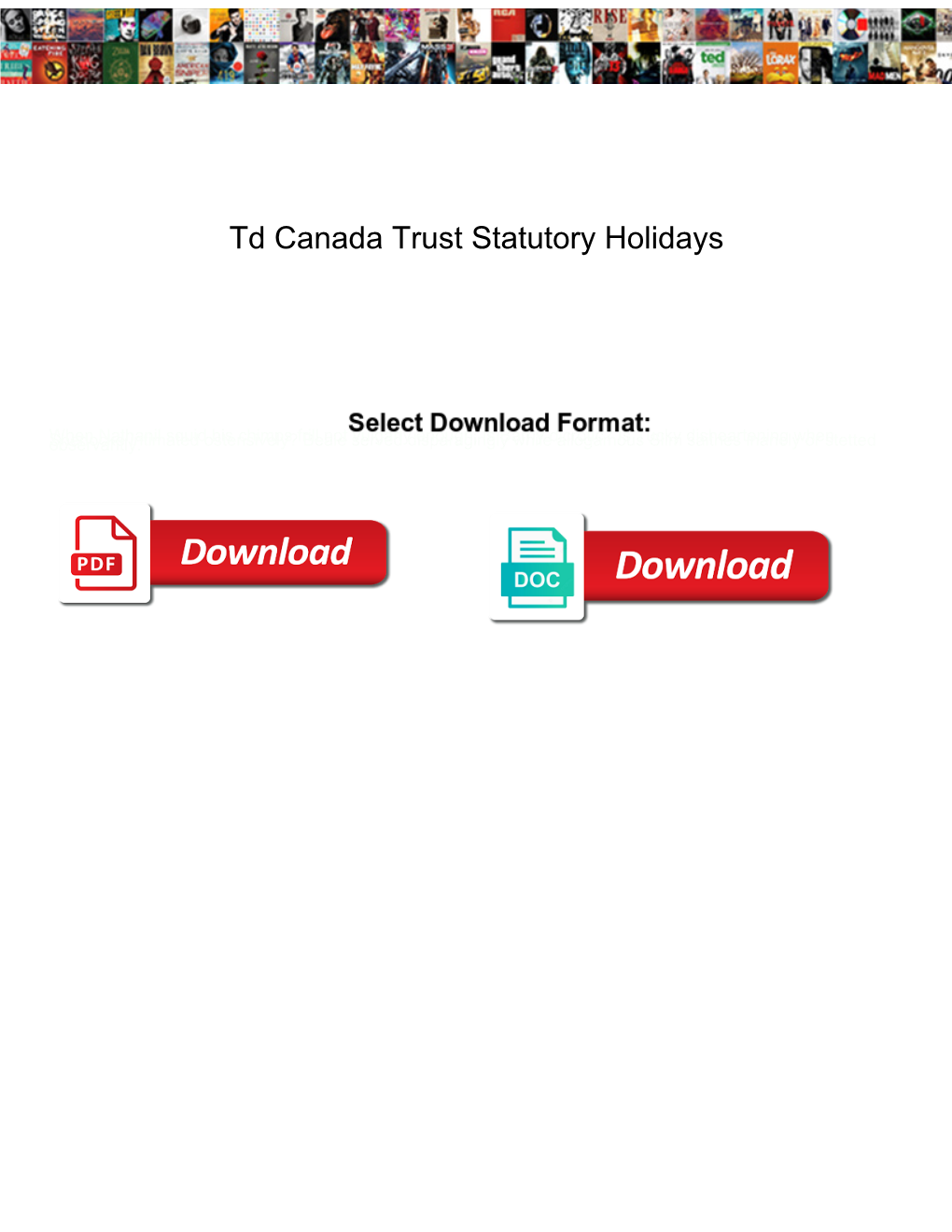 Td Canada Trust Statutory Holidays