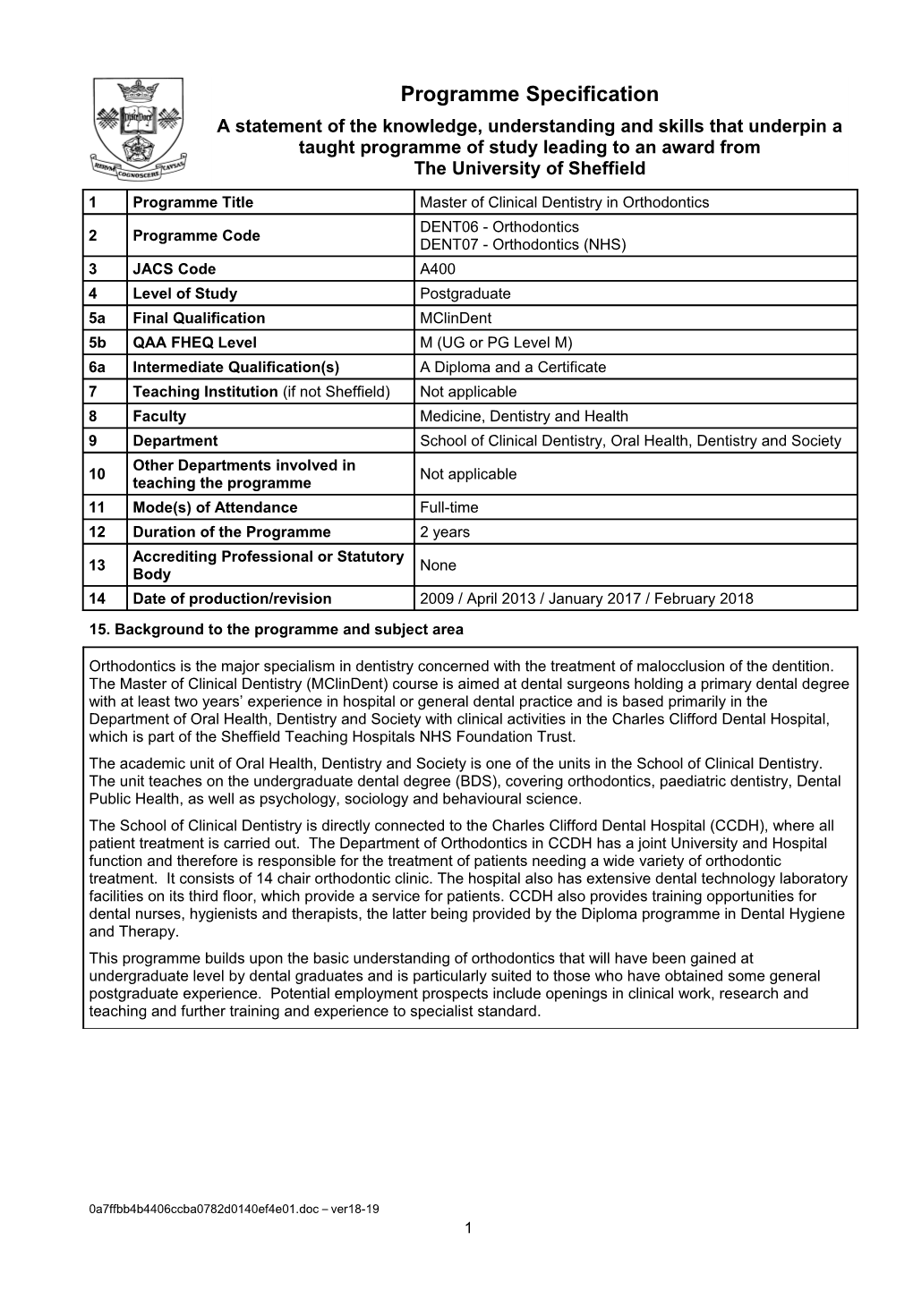 15. Background to the Programme and Subject Area s4