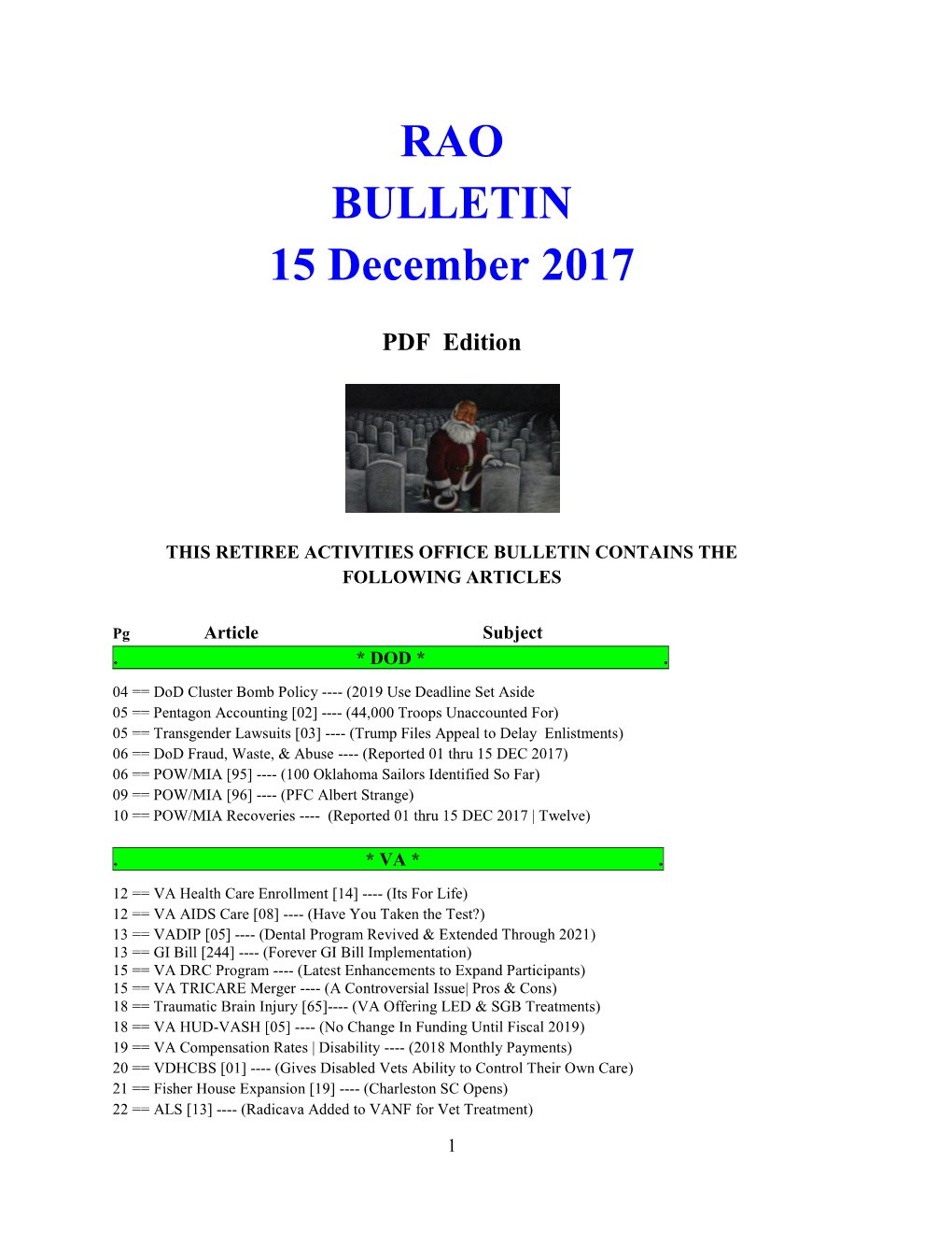 RAO BULLETIN 15 December 2017