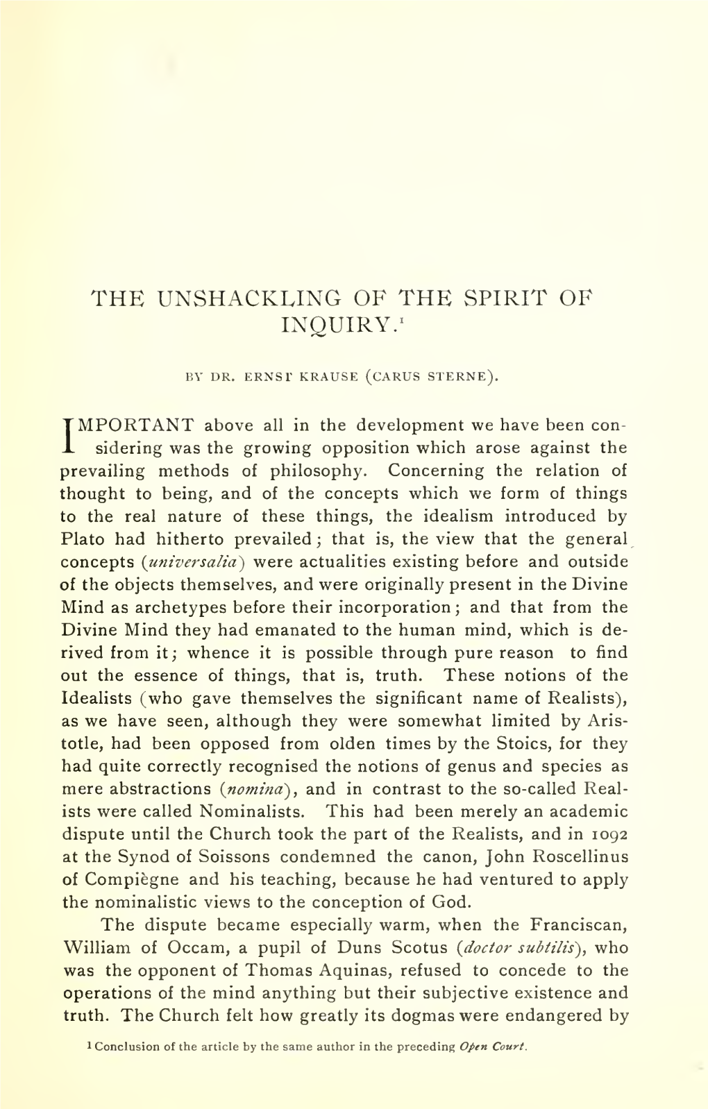 The Unshackling of the Spirit of Inquiry.'