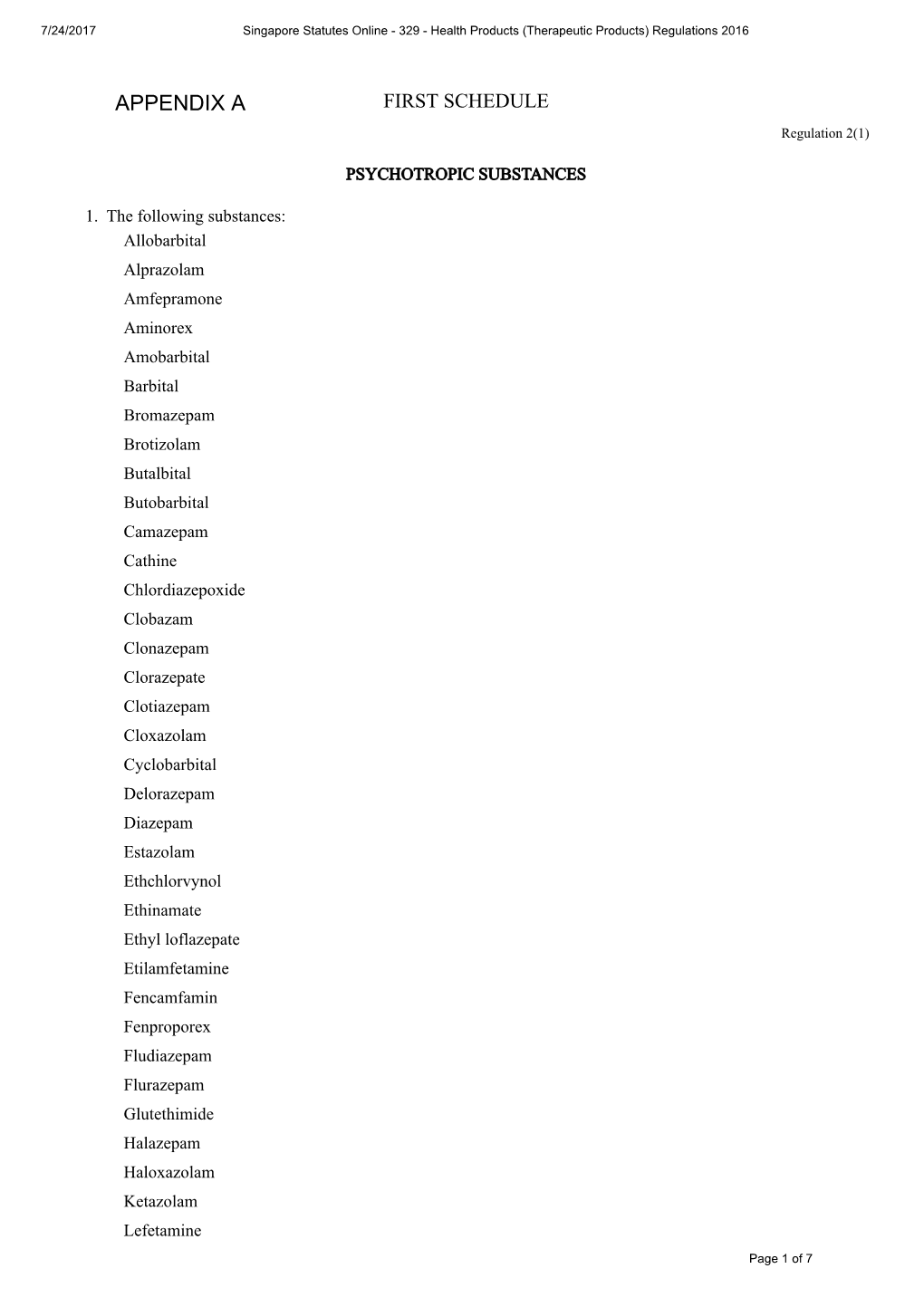 APPENDIX a FIRST SCHEDULE Regulation 2(1)