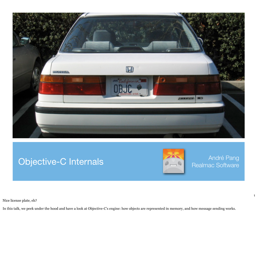 Objective-C Internals Realmac Software