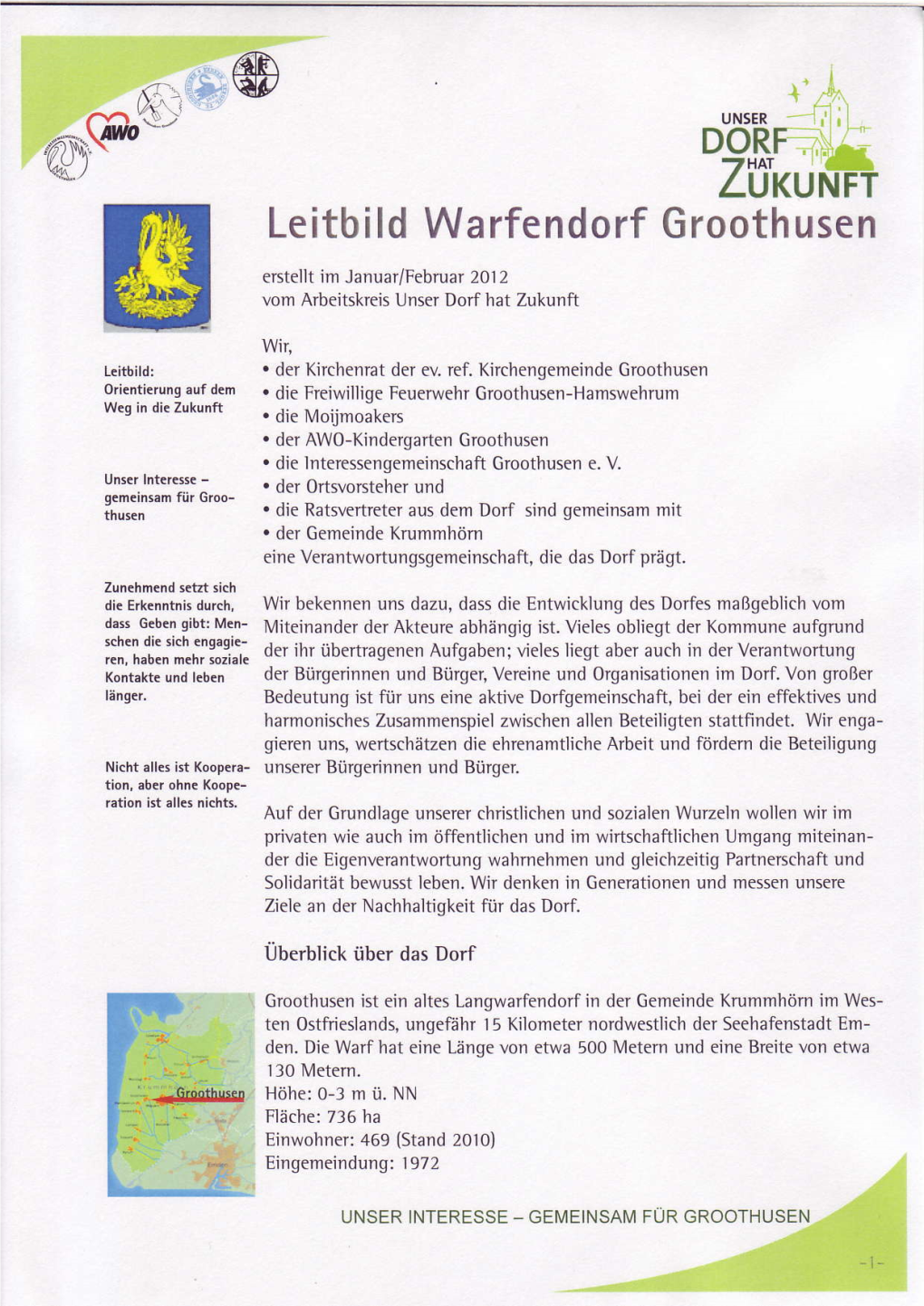 'Mg@"8' Leitbild Warfendorfgrooth Usen Erstelltim Januar/Februar2012 Vomarbeitskreis Unser Doif Hat Zukunft