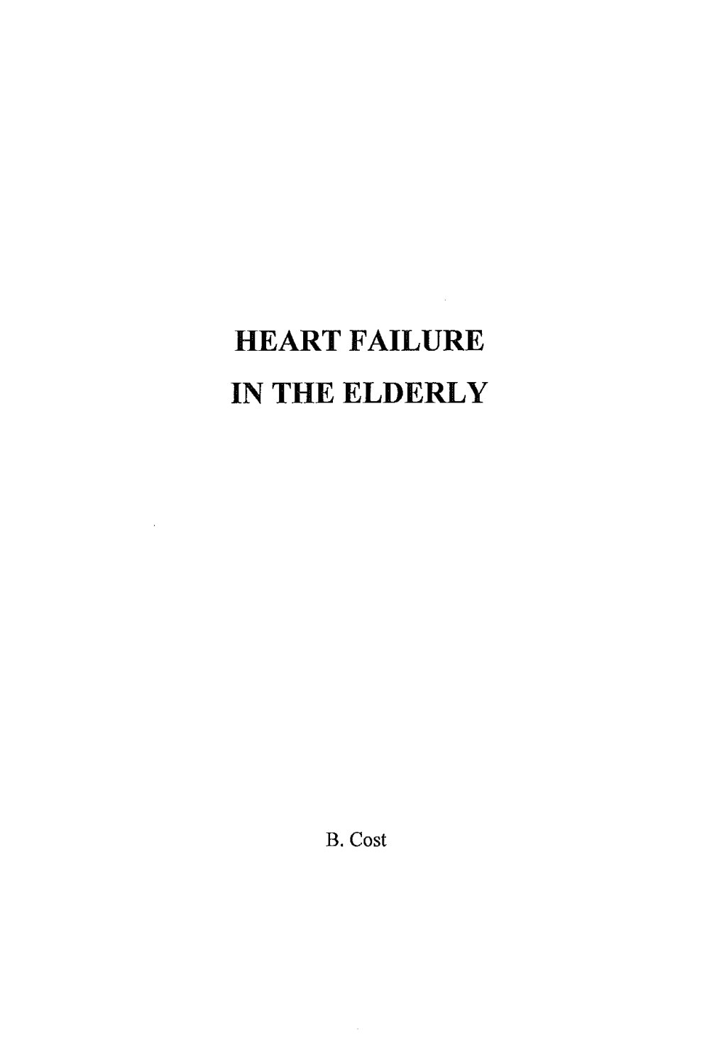 Heart Failure in the Elderly