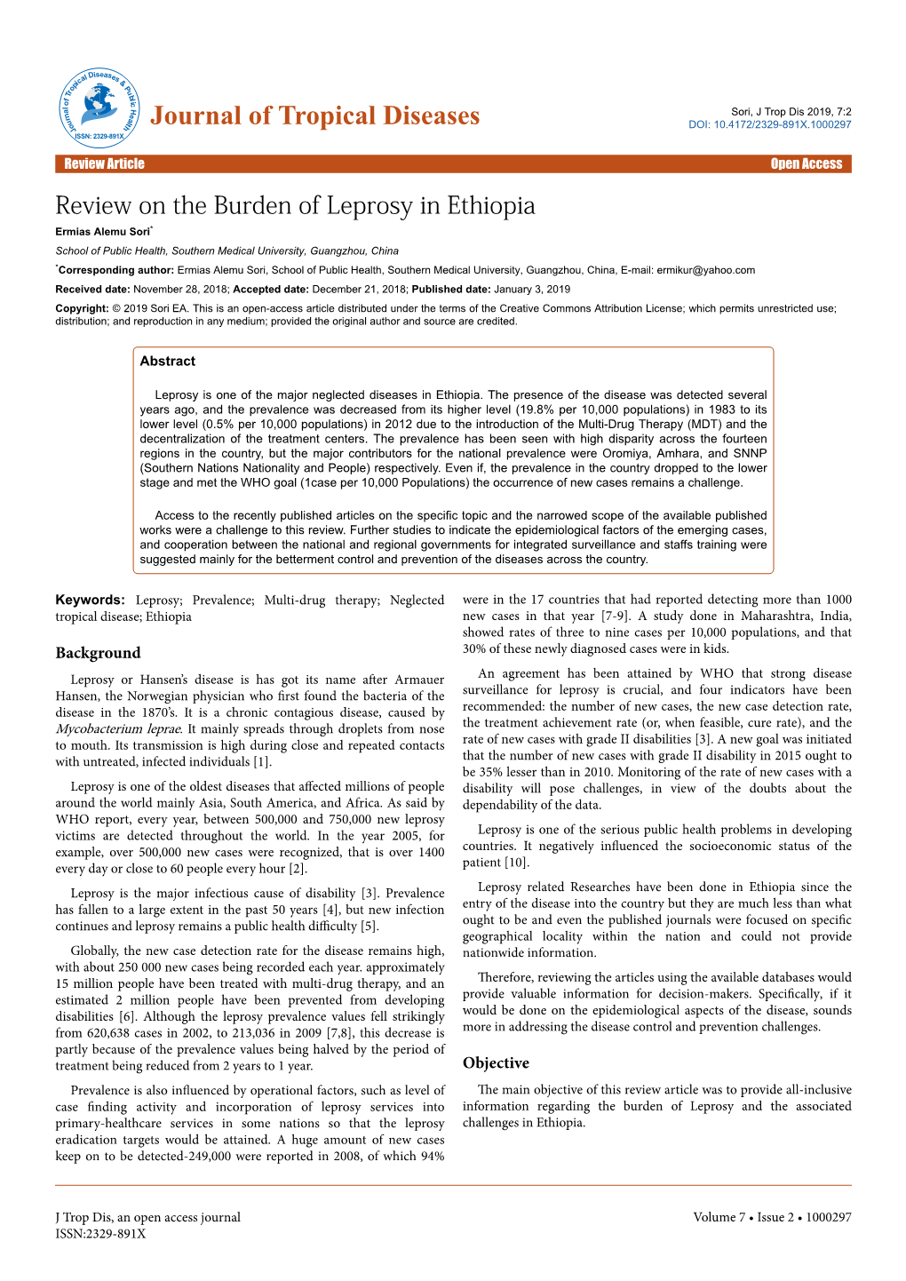 Review on the Burden of Leprosy in Ethiopia