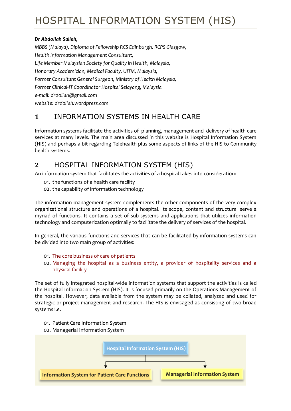 Hospital Information System (His)