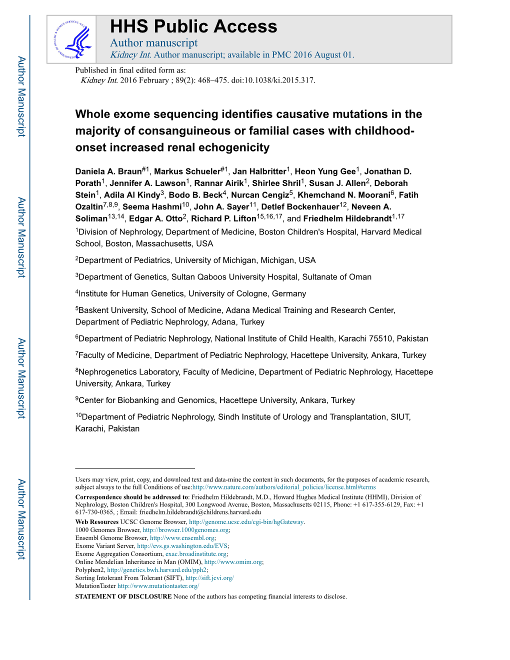 Whole Exome Sequencing Identifies Causative Mutations in the Majority of Consanguineous Or Familial Cases with Childhood-Onset I