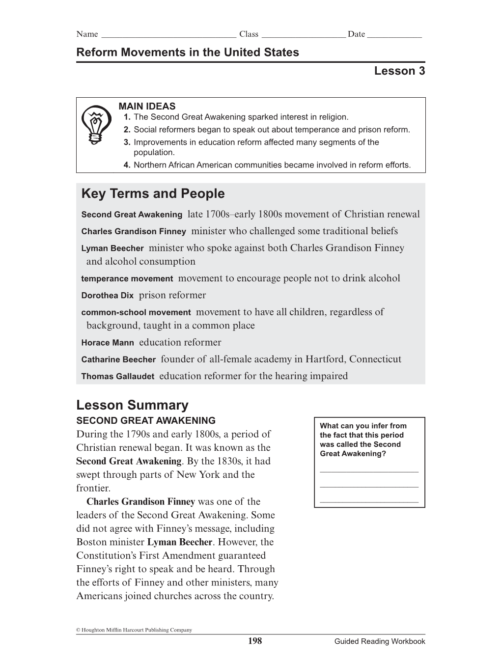 Reform Movements in the United States Lesson 3