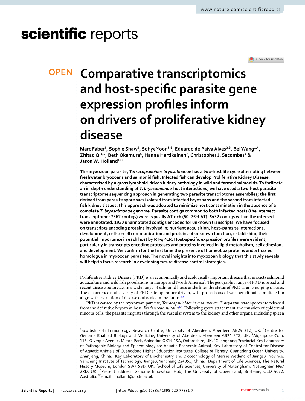 Comparative Transcriptomics and Host-Specific Parasite Gene