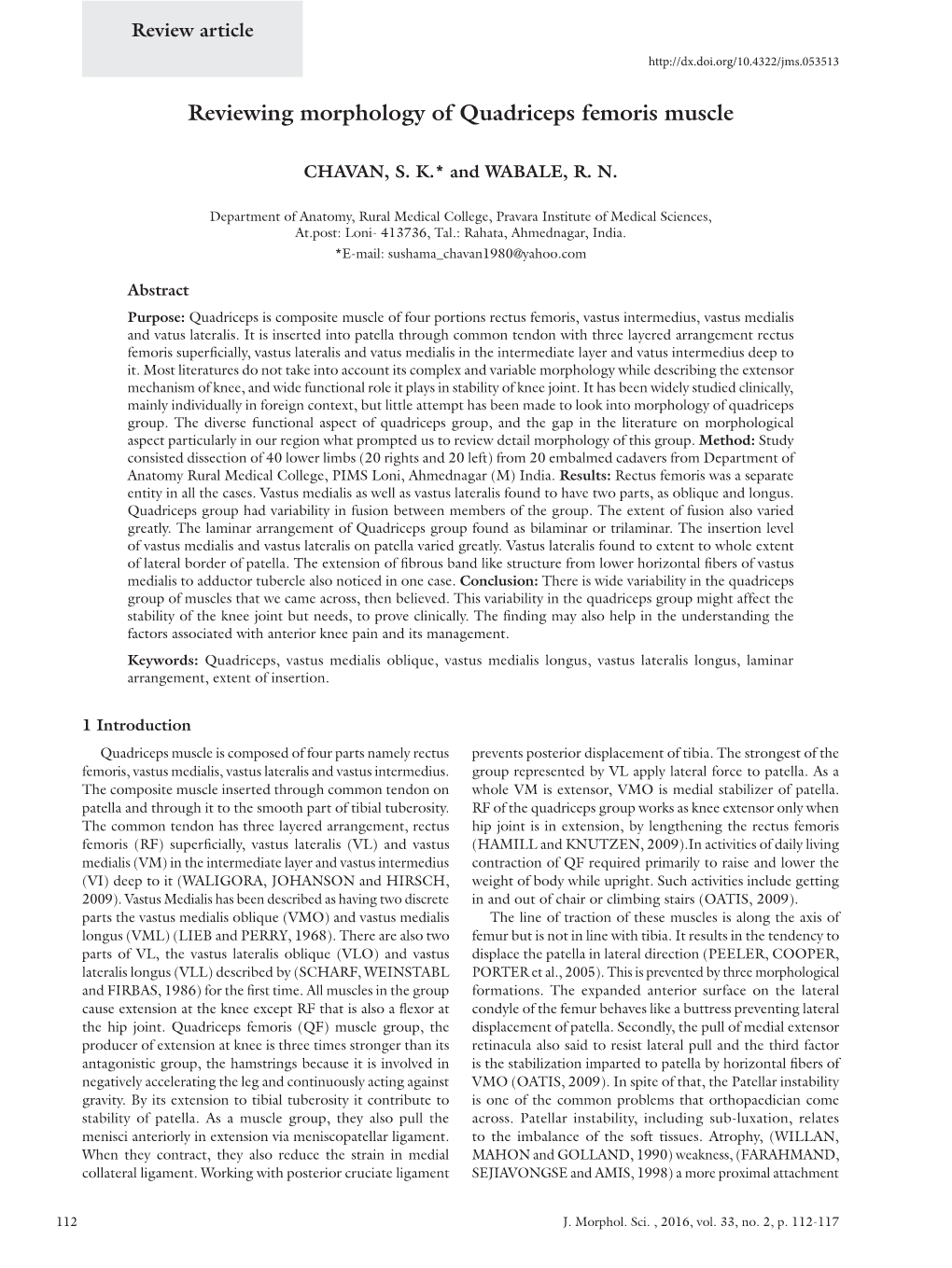 Reviewing Morphology of Quadriceps Femoris Muscle