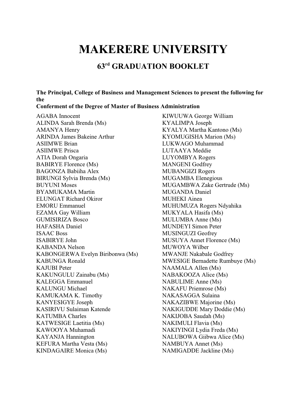 Makerere University s3