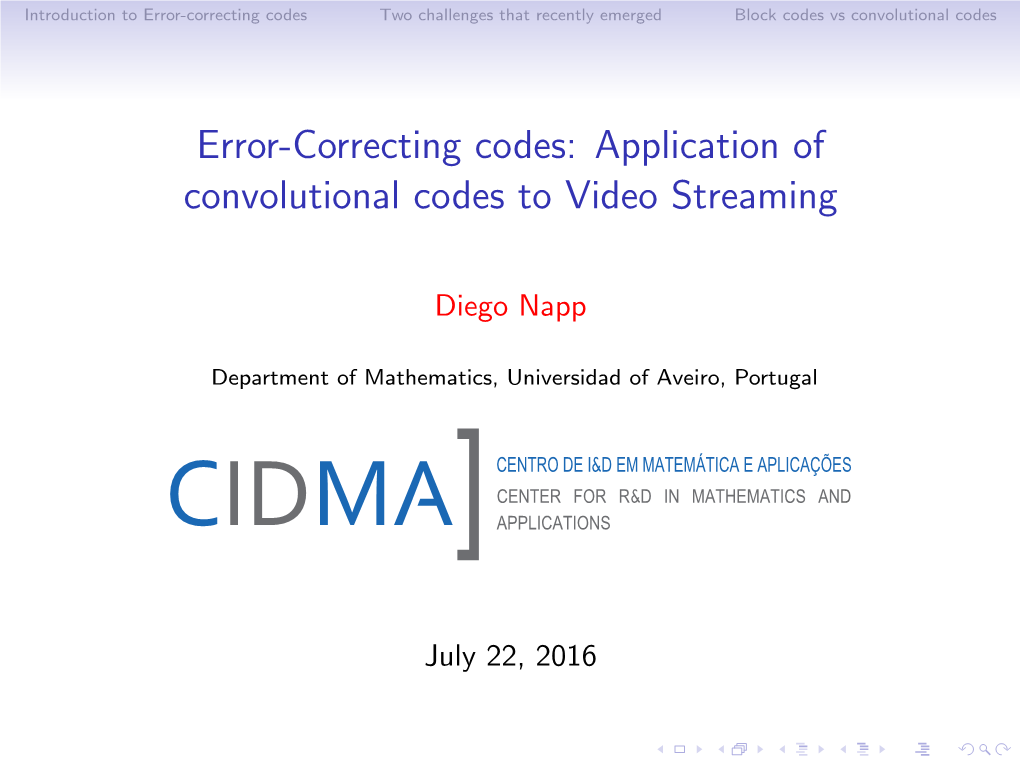 Error-Correcting Codes: Application of Convolutional Codes to Video Streaming