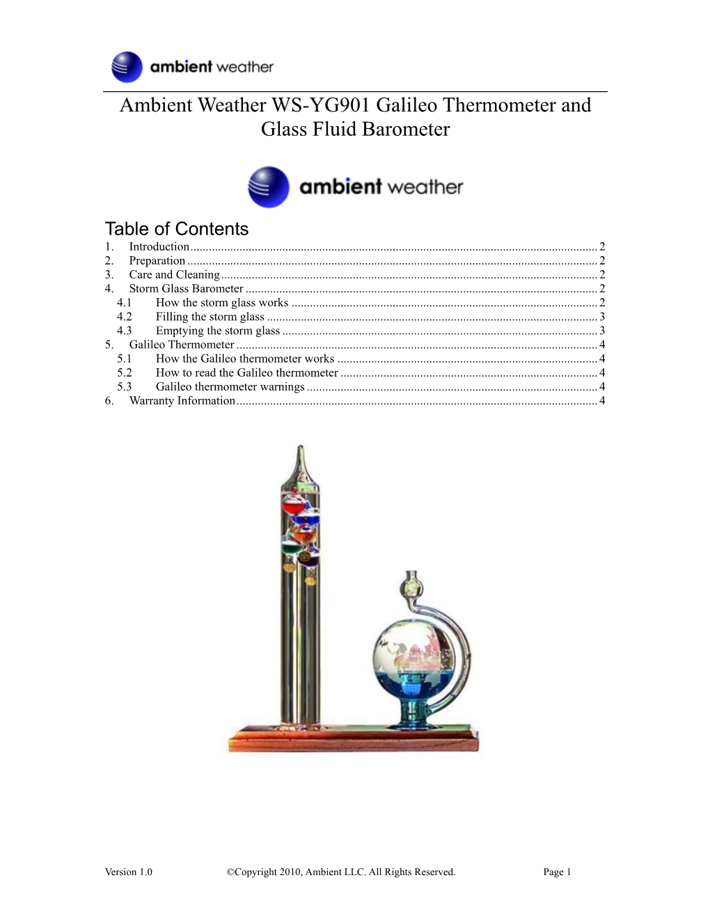 5. Galileo Thermometer