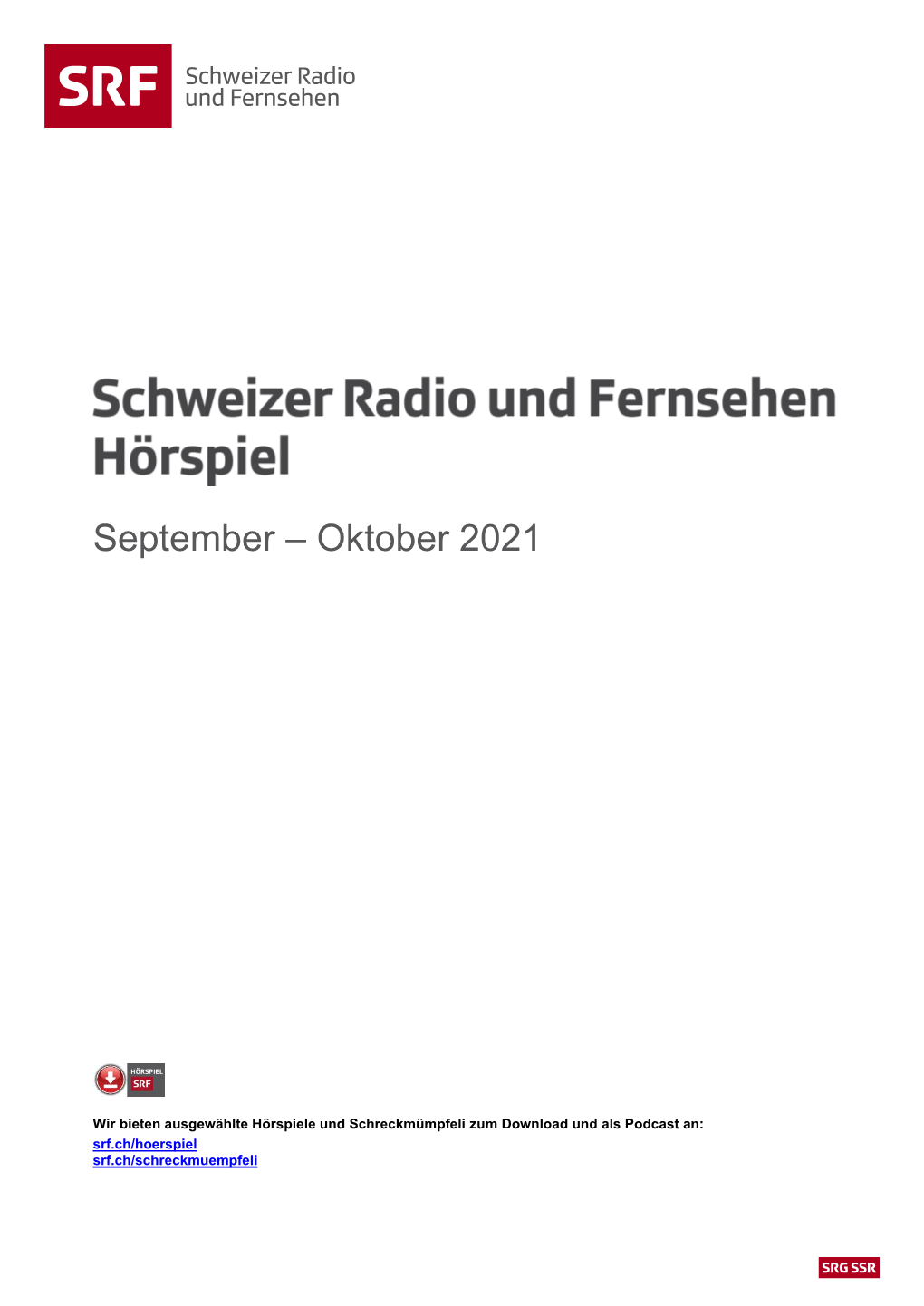 Hörspielbroschüre September/Oktober 2021