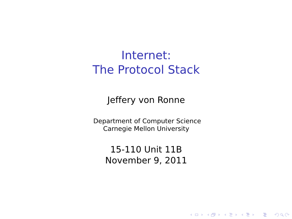 Internet: the Protocol Stack