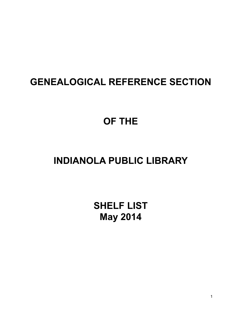Genealogical Reference Section