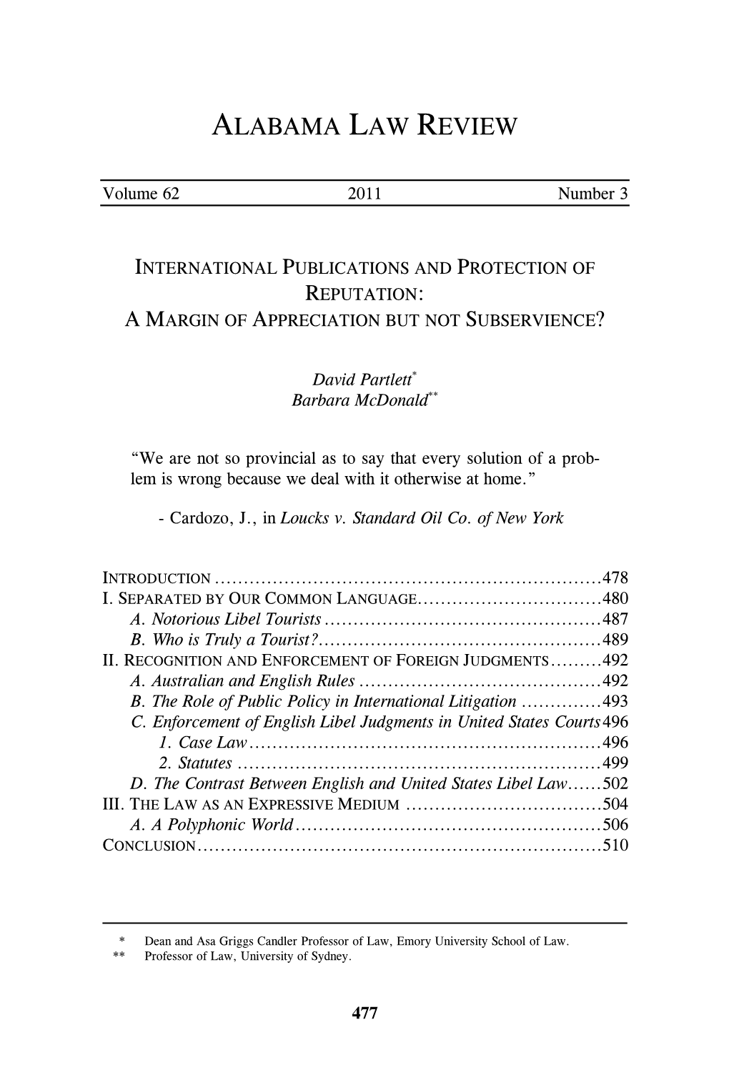 International Publications and Protection of Reputation: a Margin of Appreciation but Not Subservience?