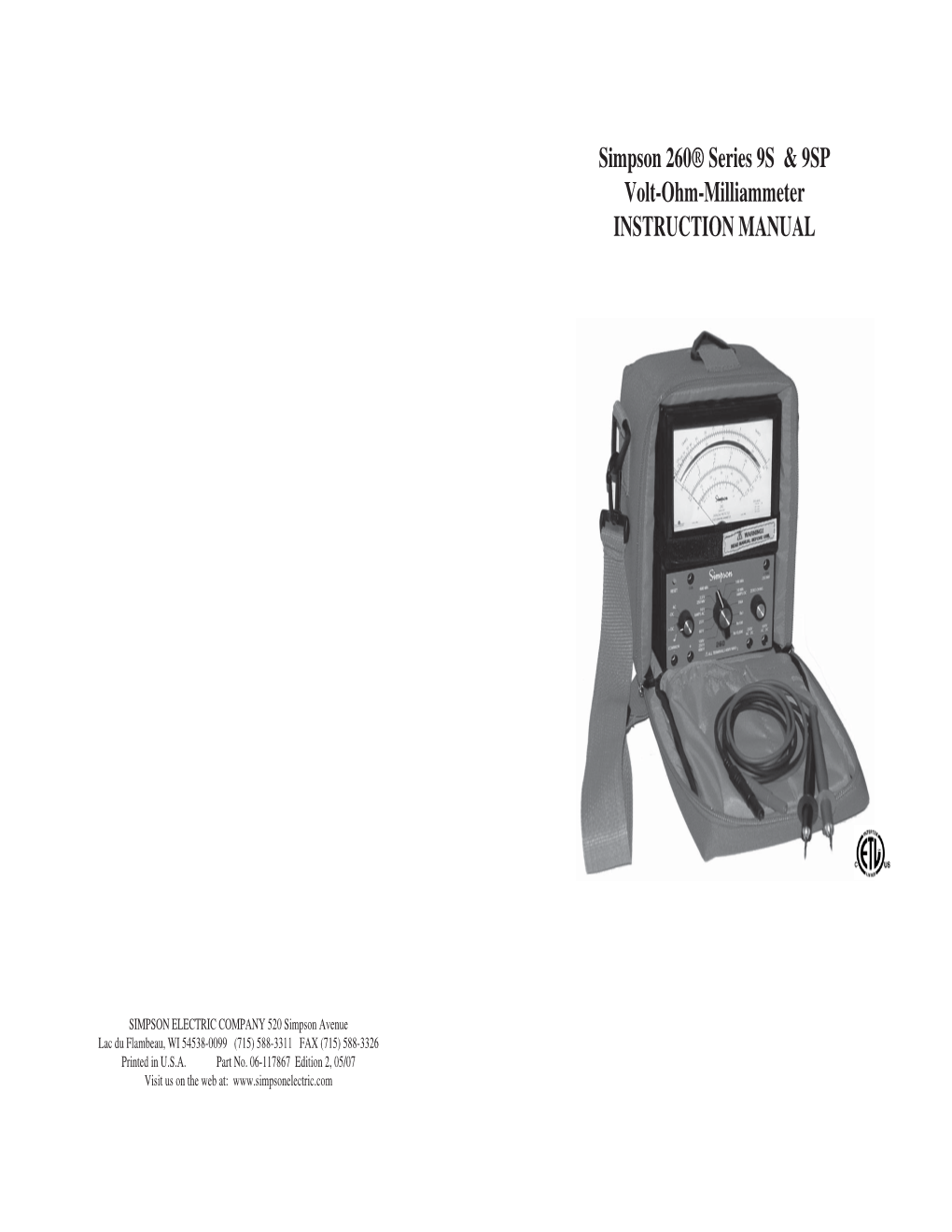 Simpson 260® Series 9S & 9SP Volt-Ohm-Milliammeter