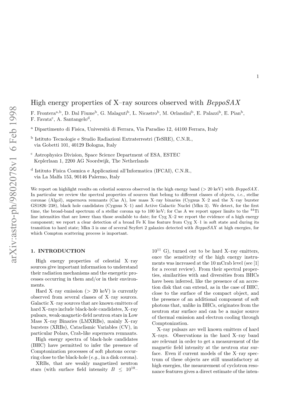 High Energy Properties of X-Ray Sources Observed with Bepposax