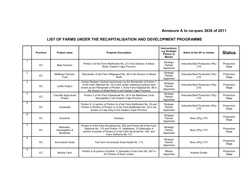 Annexure a to Na-Ques 3636 of 2011