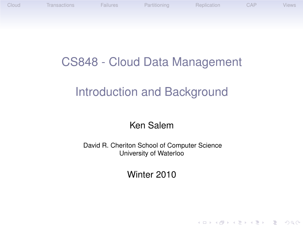 CS848 - Cloud Data Management