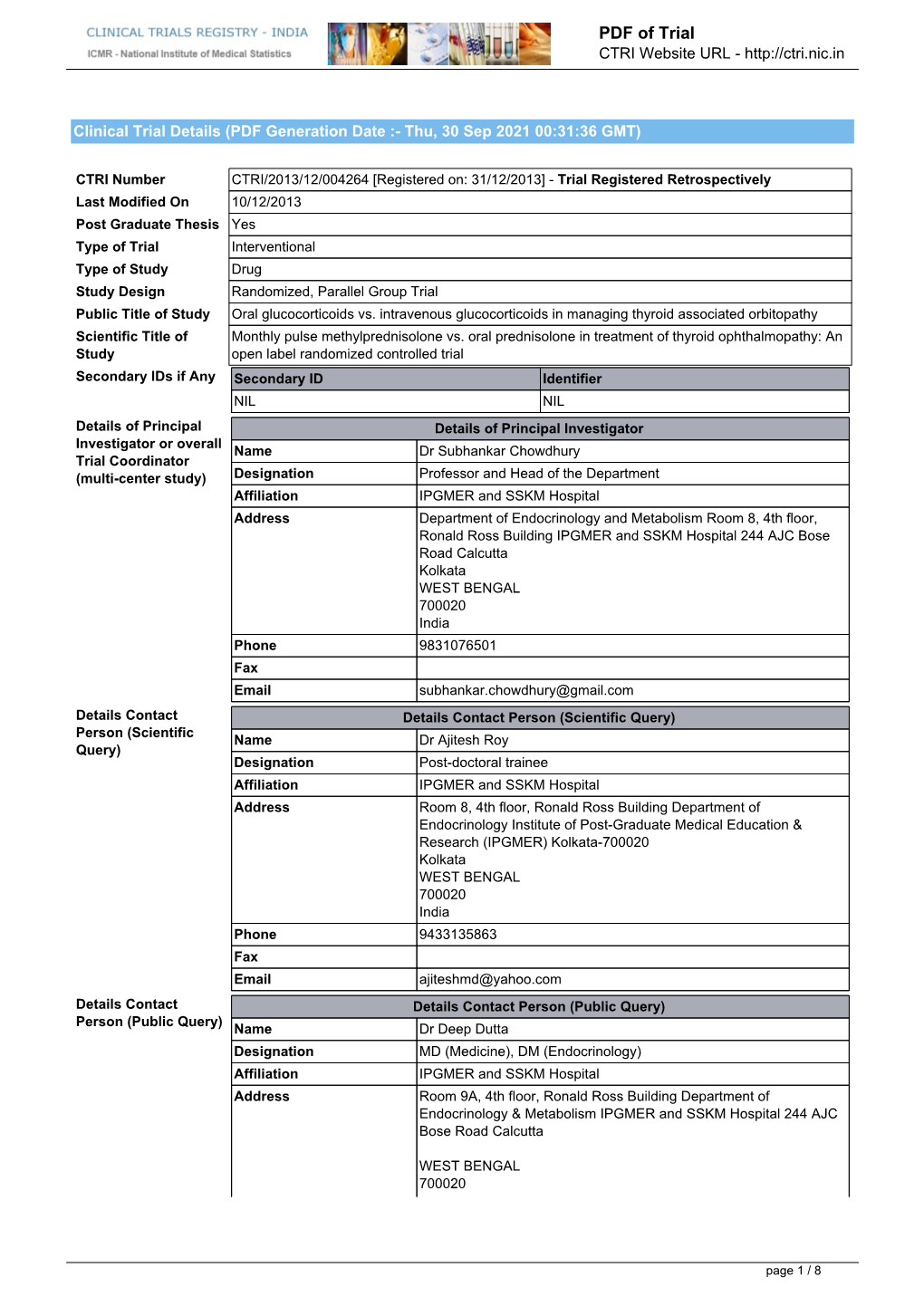 Clinical Trial Details (PDF Generation Date :- Thu, 30 Sep 2021 00:31:36 GMT)