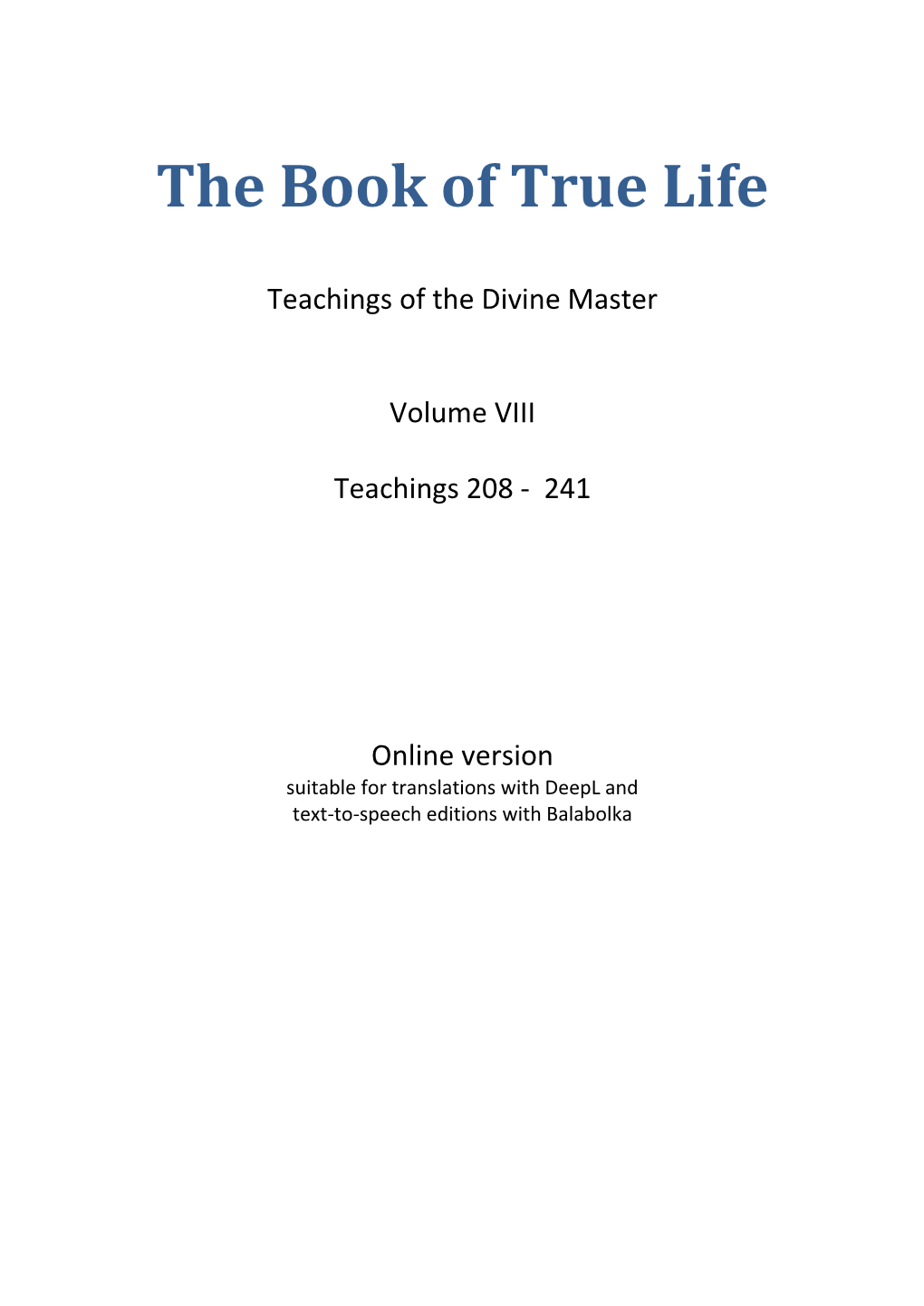 The Book of True Life