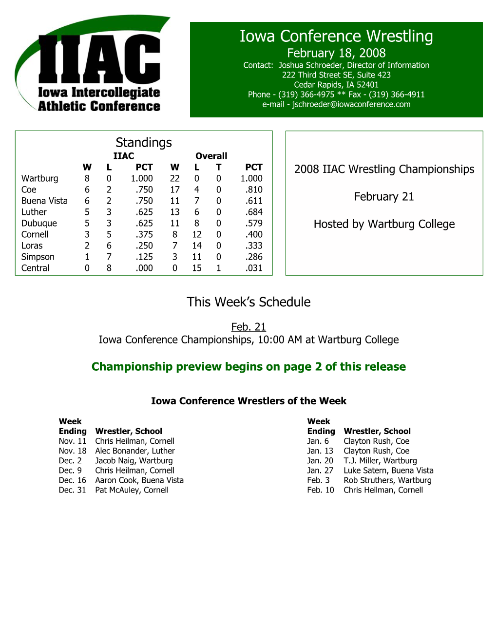 Iowa Conference Wrestling