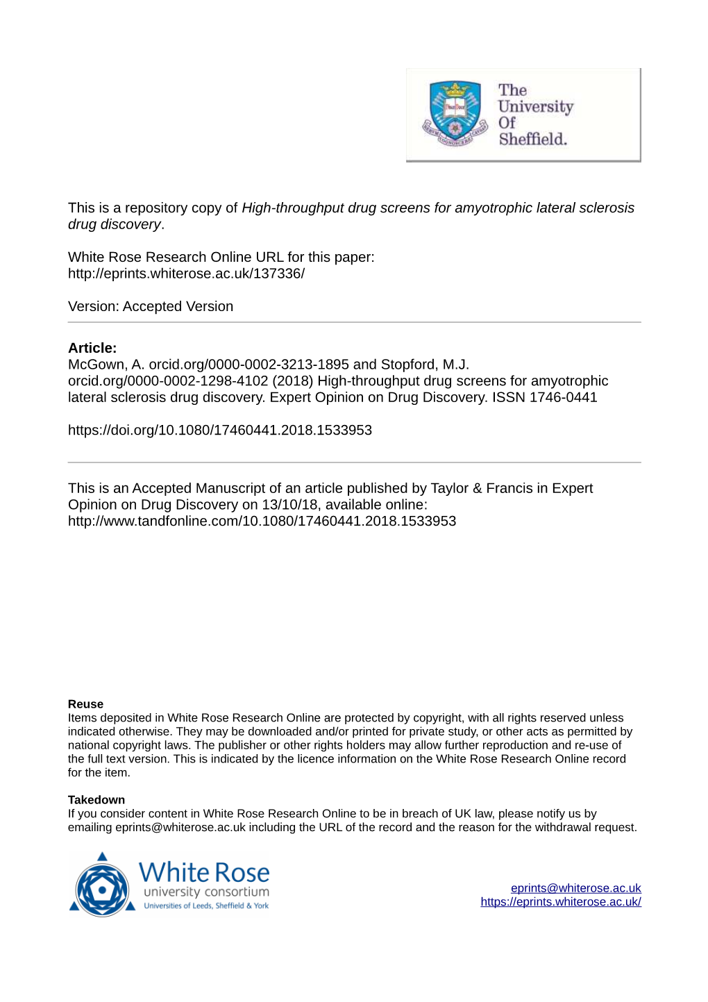 High-Throughput Drug Screens for Amyotrophic Lateral Sclerosis Drug Discovery