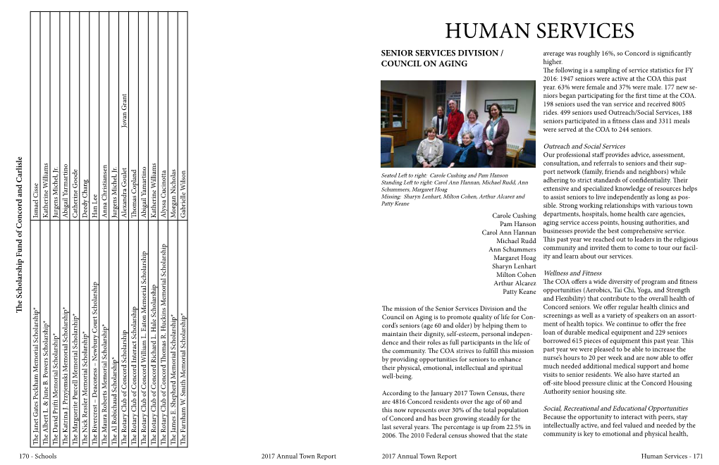 HUMAN SERVICES SENIOR SERVICES DIVISION / Average Was Roughly 16%, So Concord Is Significantly COUNCIL on AGING Higher