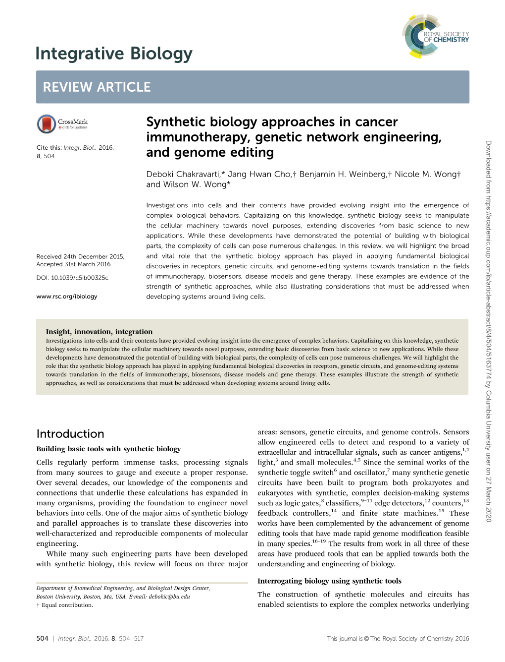 Synthetic Biology Approaches in Cancer Immunotherapy, Genetic