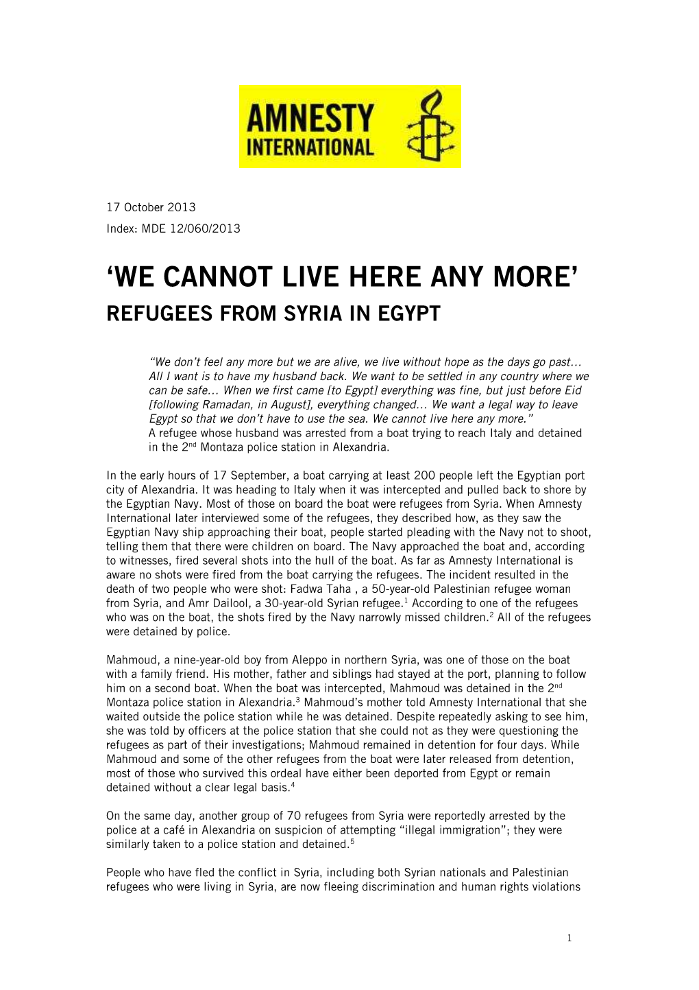 MDE120602013 We Cannot Live Here Anymore, Refugees From