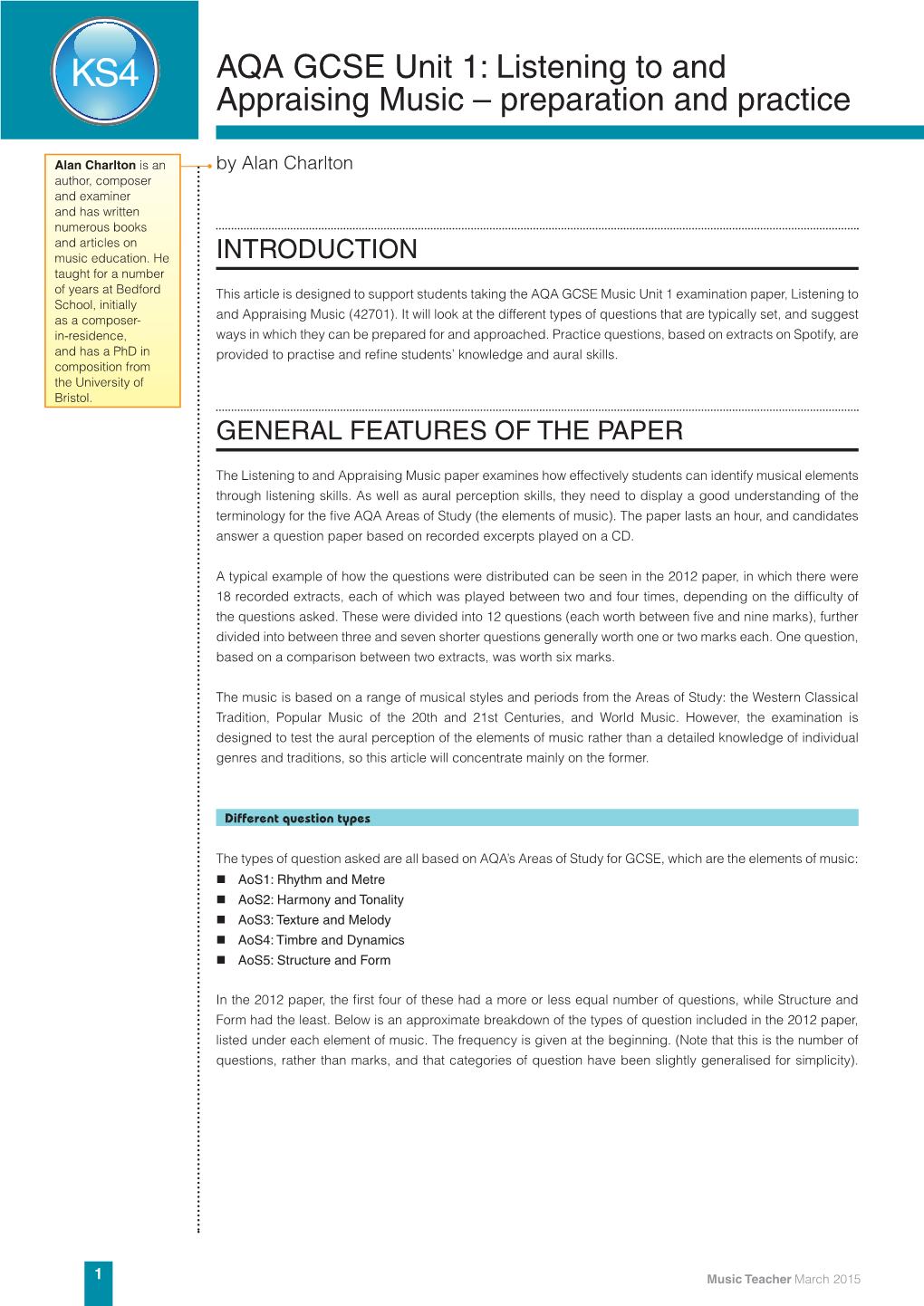 AQA GCSE Unit 1: Listening to and Appraising Music – Preparation and Practice