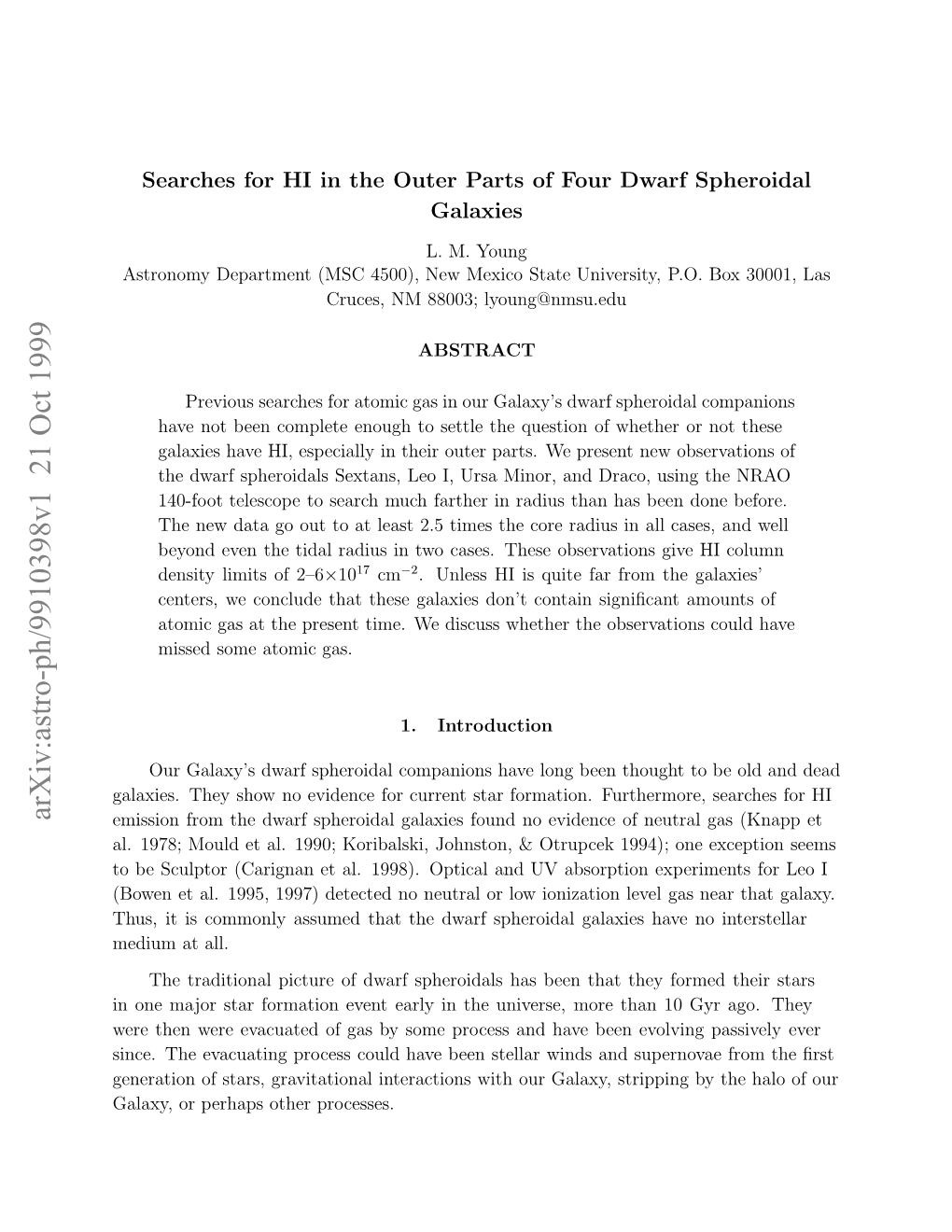 Searches for HI in the Outer Parts of Four Dwarf Spheroidal Galaxies