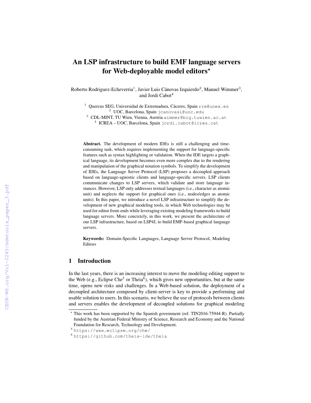 An LSP Infrastructure to Build EMF Language Servers for Web-Deployable Model Editors⋆