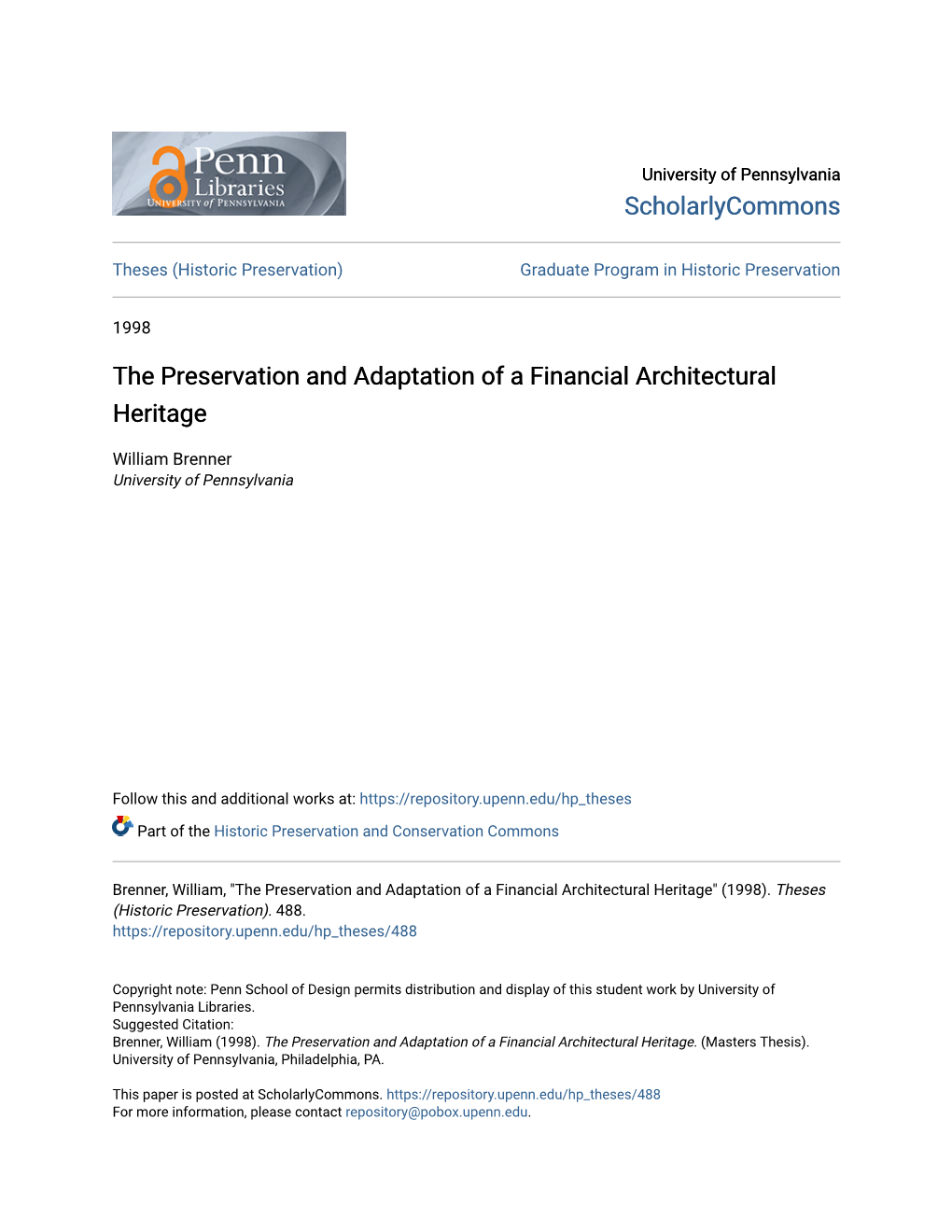 The Preservation and Adaptation of a Financial Architectural Heritage