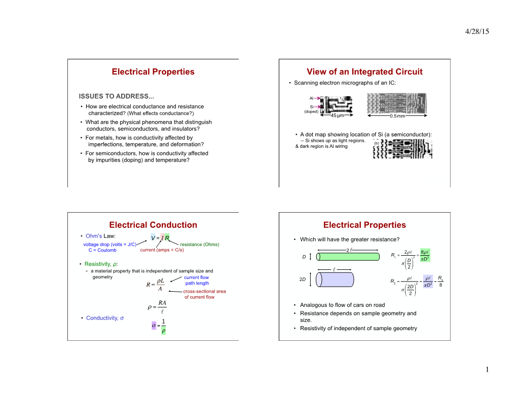 Electrical Properties View of an Integrated Circuit Electrical Conduction Electrical Properties