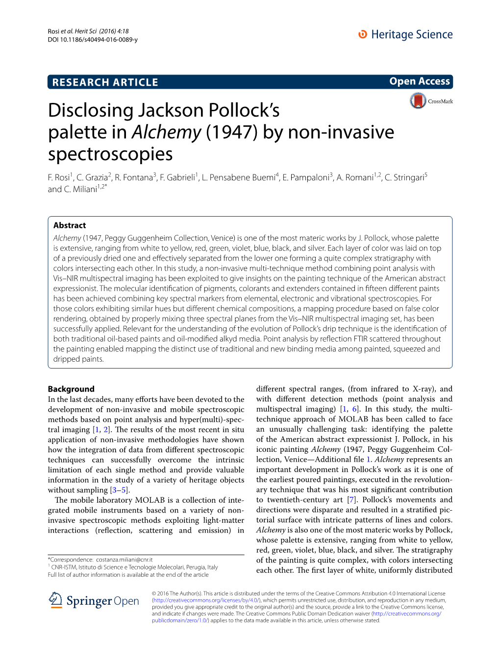 Disclosing Jackson Pollock's Palette in Alchemy