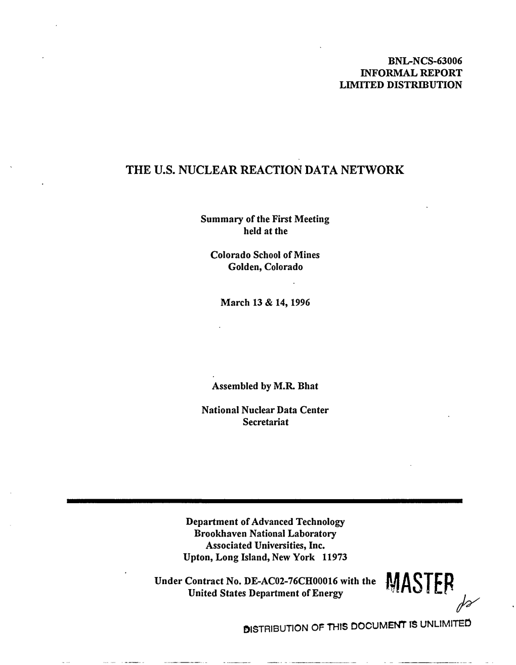 The U.S. Nuclear Reaction Data Network