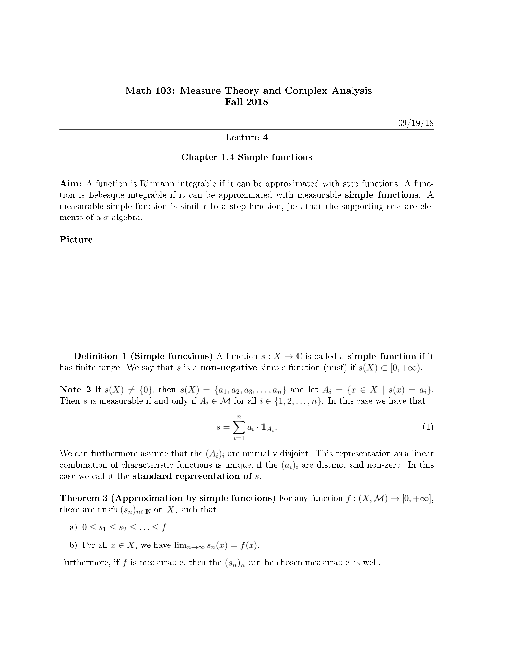 Lecture 4 Chapter 1.4 Simple Functions