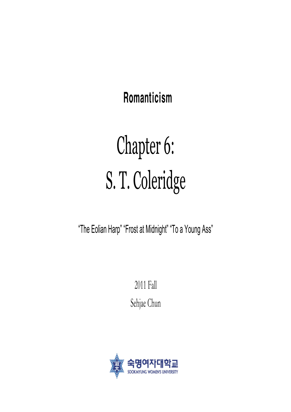 Chapter 6: S. T. Coleridge