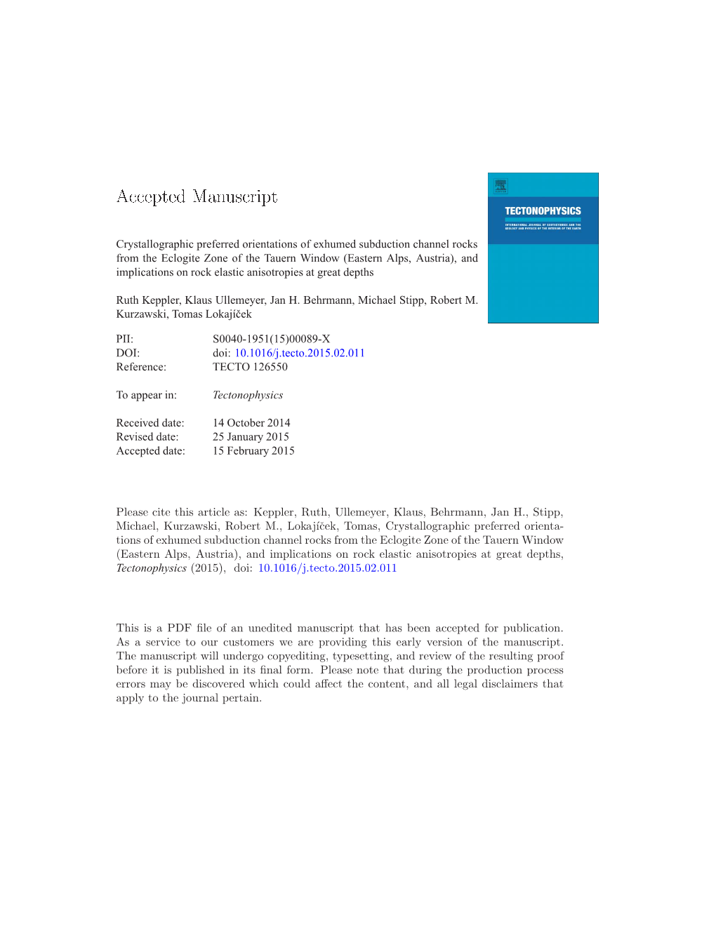 Crystallographic Preferred Orientations of Exhumed