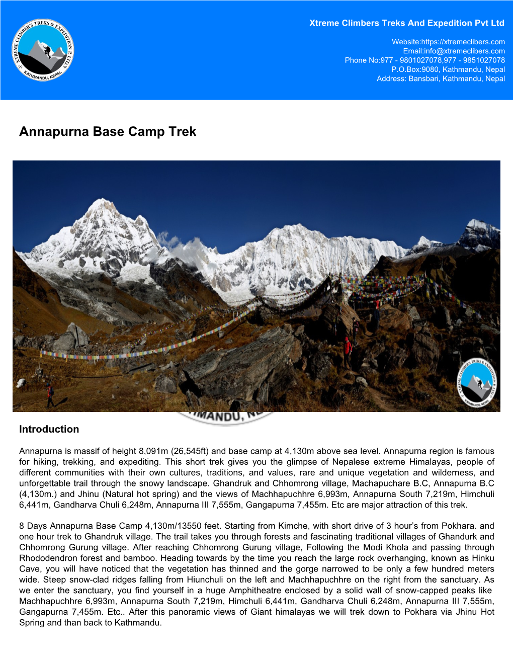 Annapurna Base Camp Trek