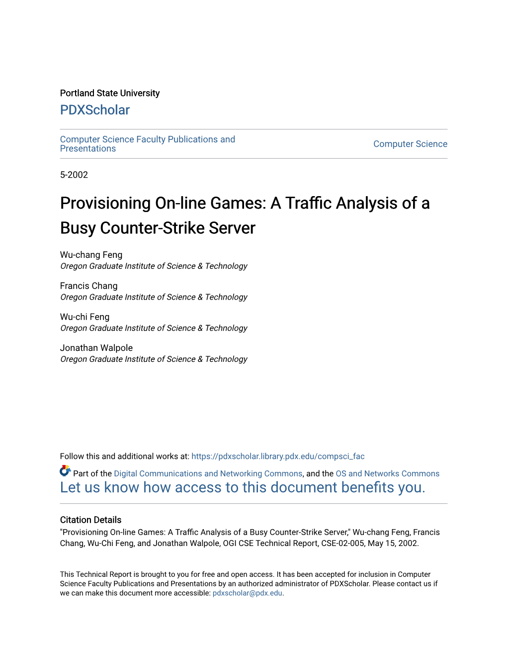 A Traffic Analysis of a Busy Counter-Strike Server