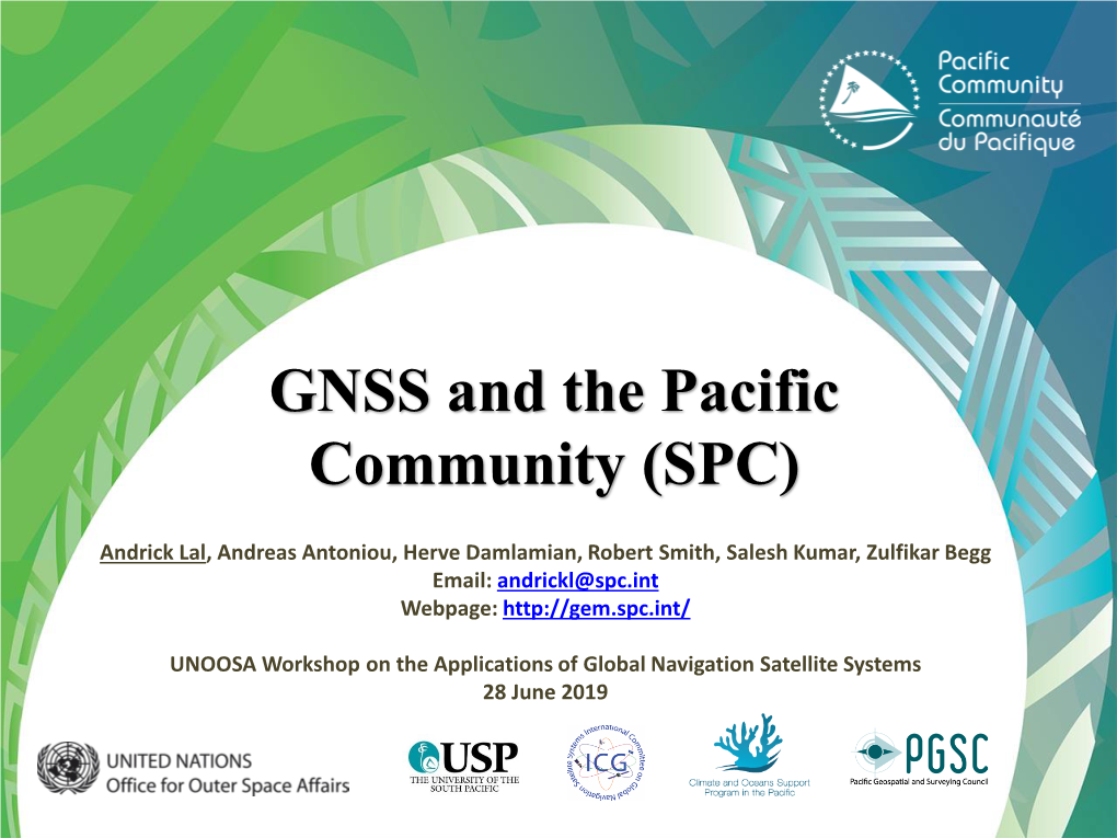 GNSS and the Pacific Community (SPC)