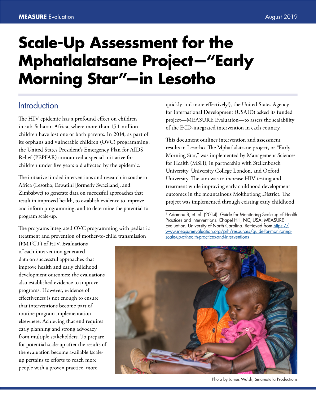 Scale-Up Assessment for the Mphatlalatsane Project—“Early Morning Star”—In Lesotho