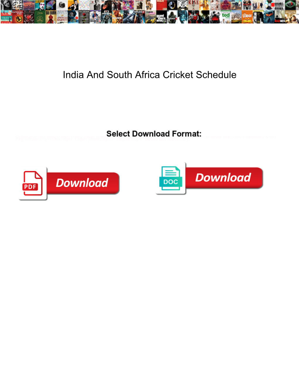 India and South Africa Cricket Schedule