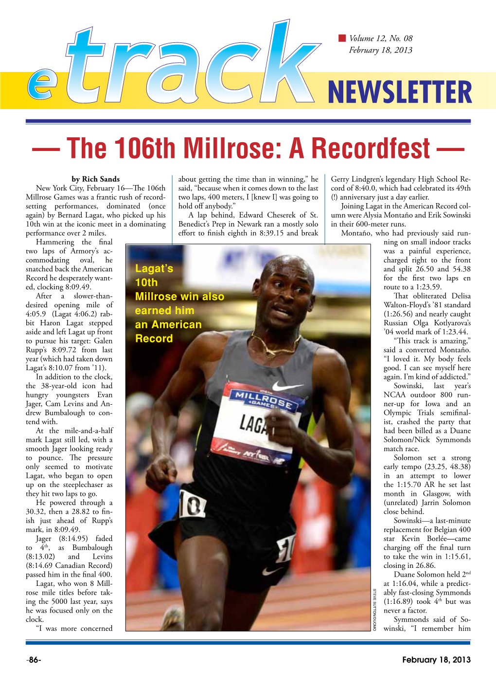 — the 106Th Millrose: a Recordfest —