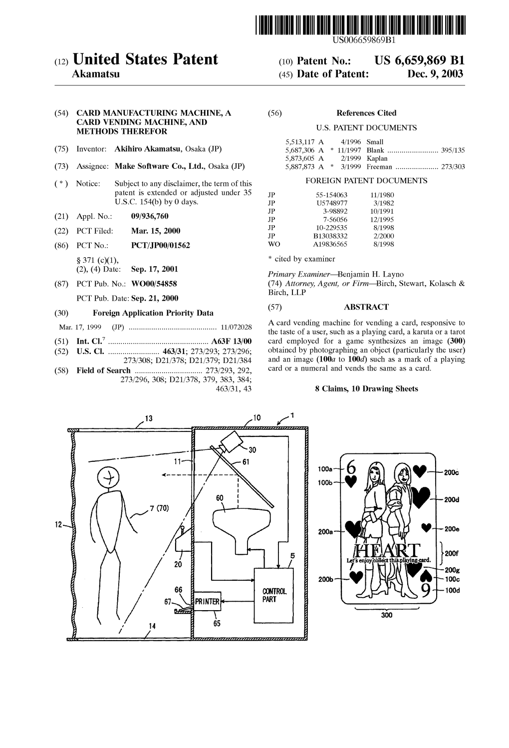 (12) United States Patent (10) Patent N0.: US 6,659,869 B1 Akamatsu (45) Date of Patent: Dec