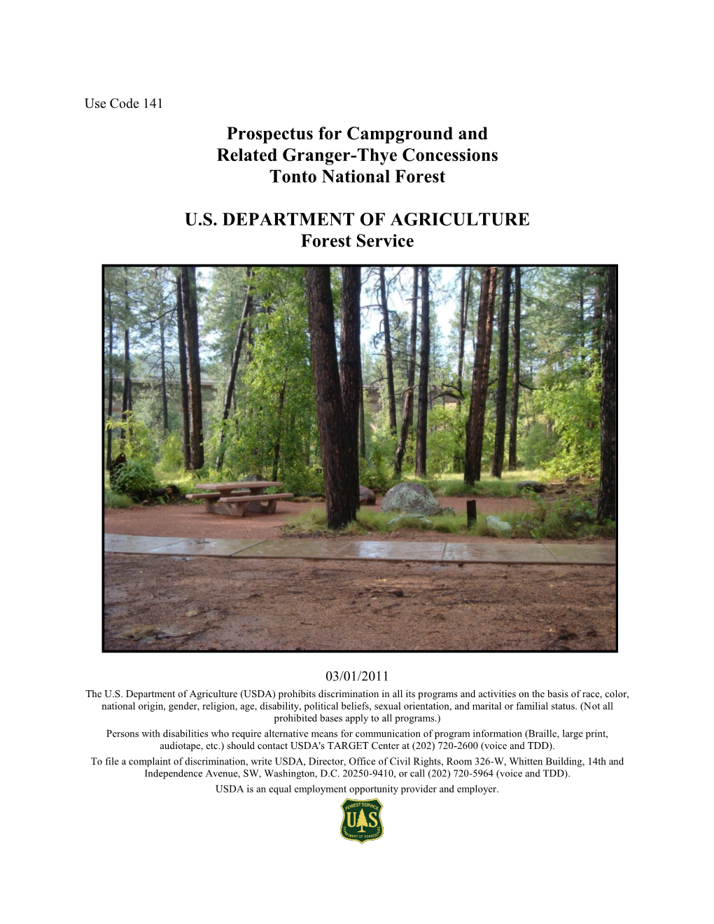 Prospectus for Campground and Related Granger-Thye Concessions Tonto National Forest U.S. DEPARTMENT of AGRICULTURE Forest Servi